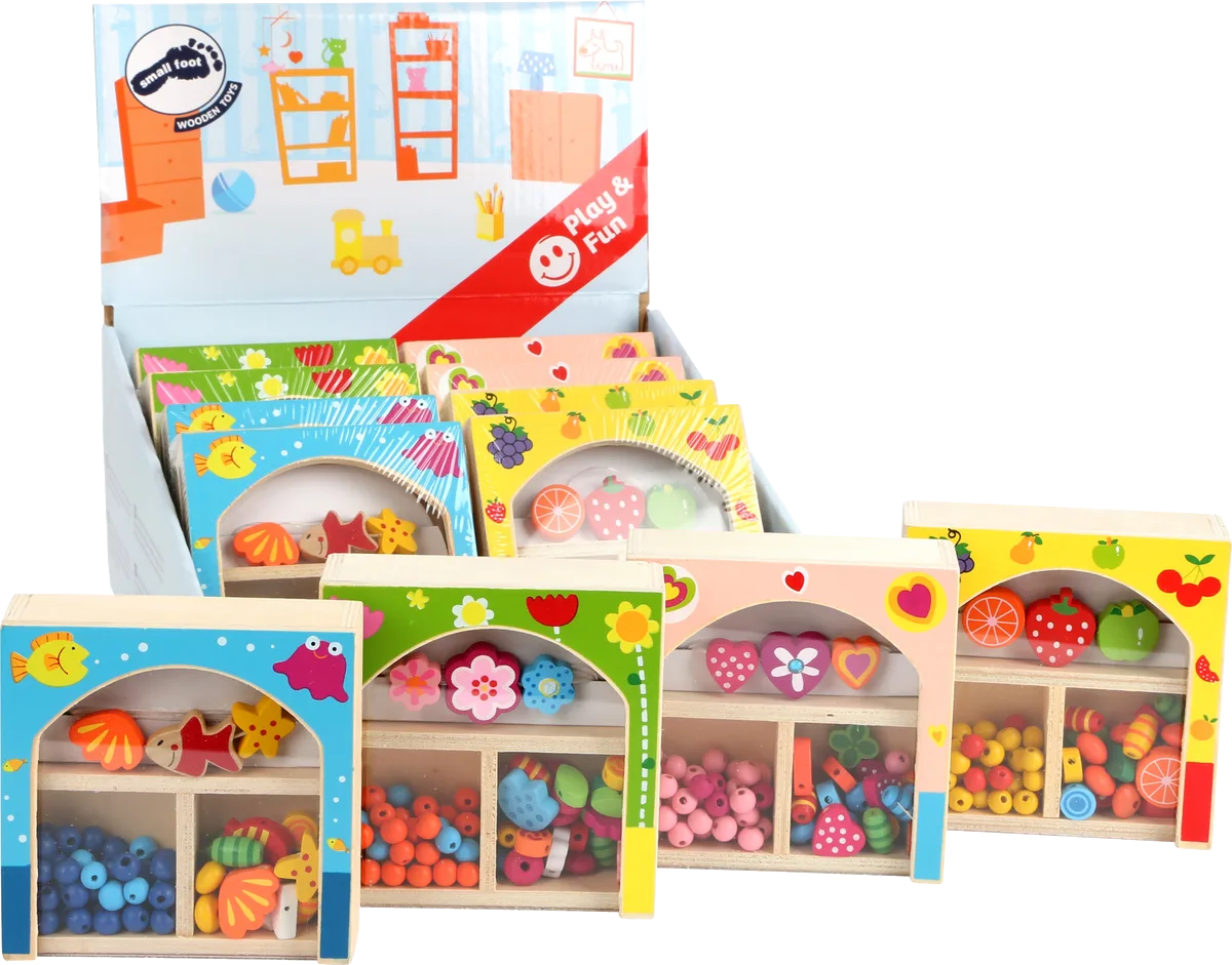 small foot Display Wooden Boxes with Beads - image 1