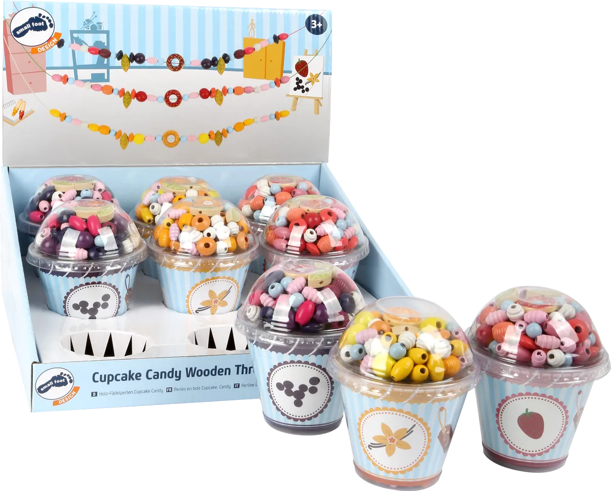 small foot Display Wooden beads (9 pcs), Cupcake - image 1
