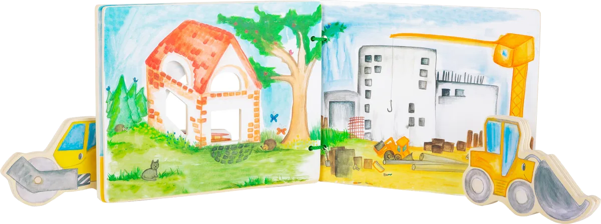 small foot Picture book in wood, construction site - image 1