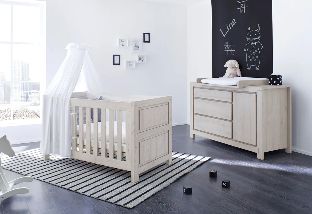 Pinolino Starter set 'Line' extra wide2-part: cot bed and extra wide changing unit - image 1