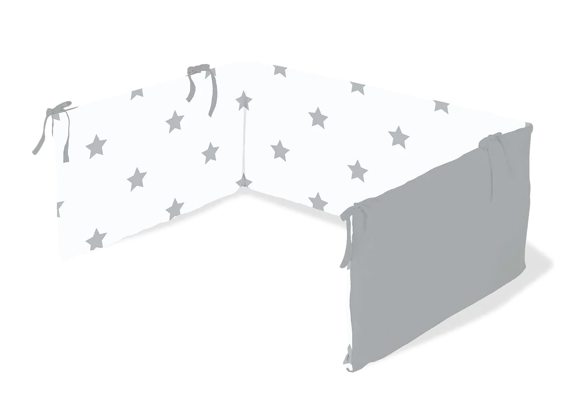 Pinolino Cot Bumper for Baby Bed 165x28 cm, Stars/Grey - image 1