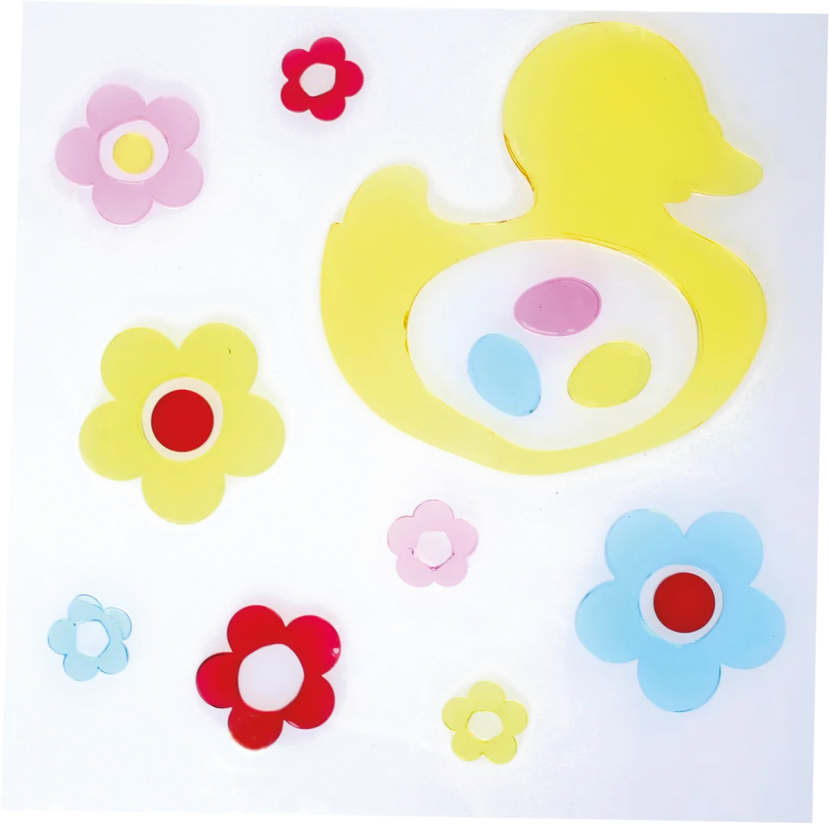 small foot Gel Stickers (3 pcs), Duck with Flowers - image 1