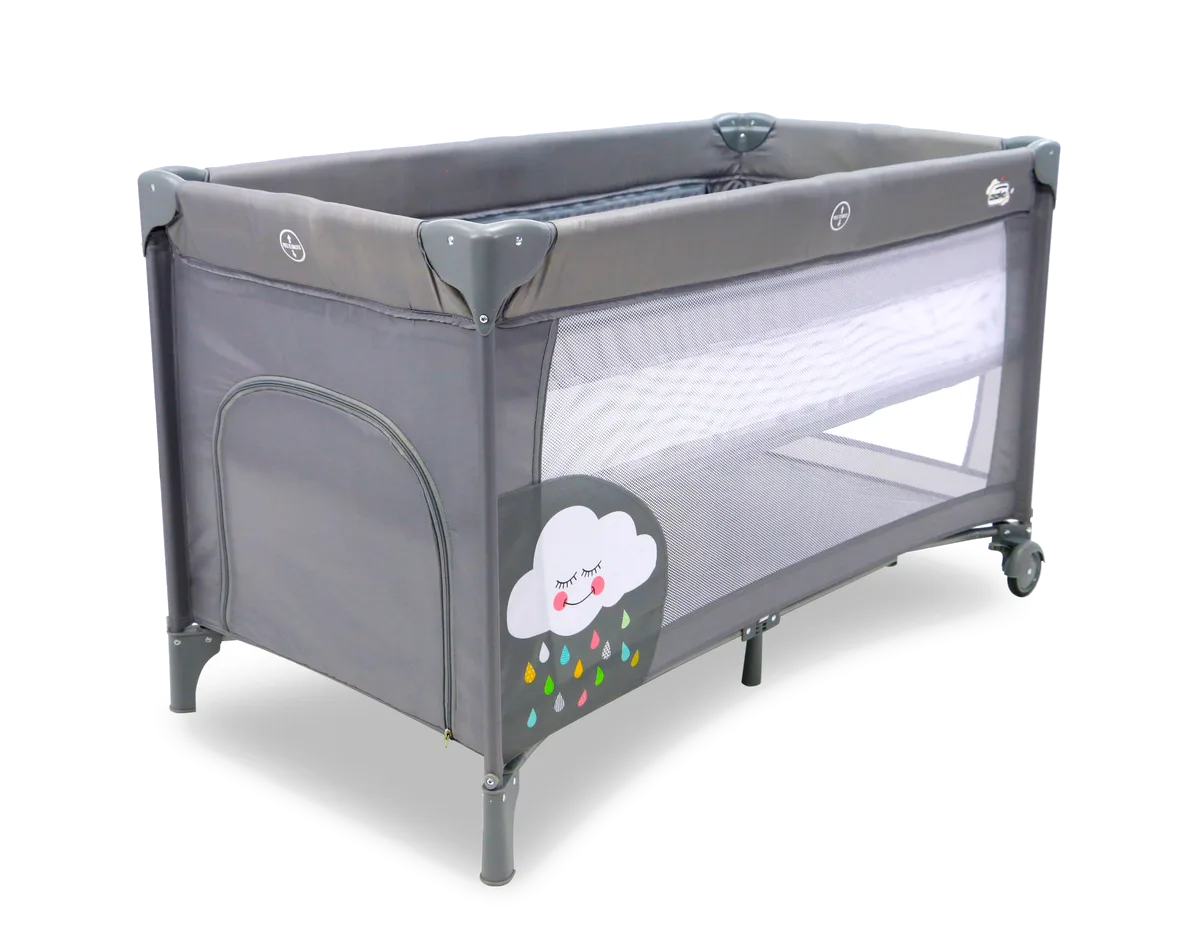 Asalvo Travel Cot Smooth with Insert and Opening, Cloud - image 1