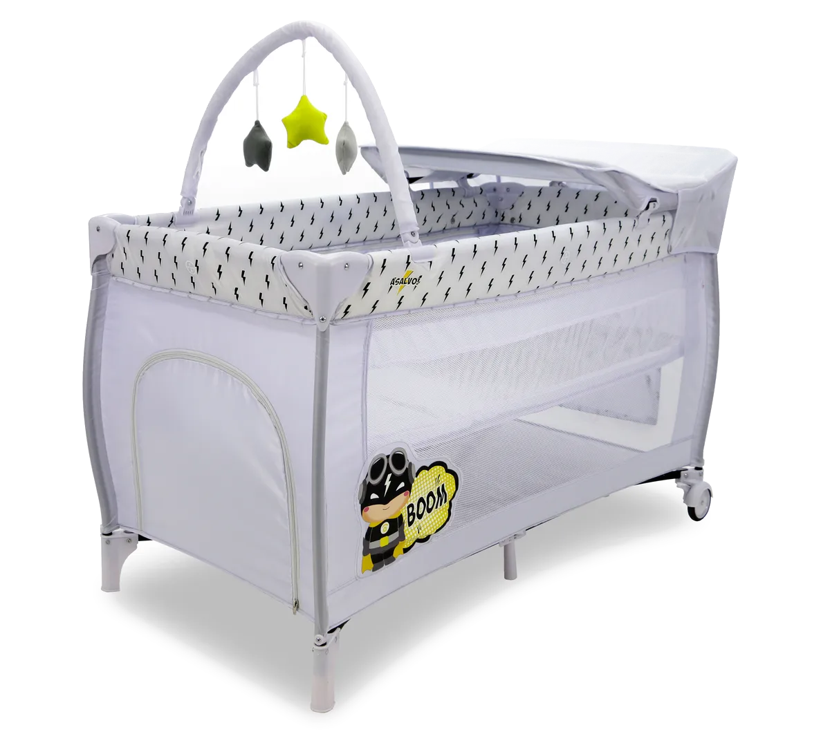 Asalvo Travel Cot Mix Plus with Insert, Changing Table and Opening, Captain Asalvo - image 1