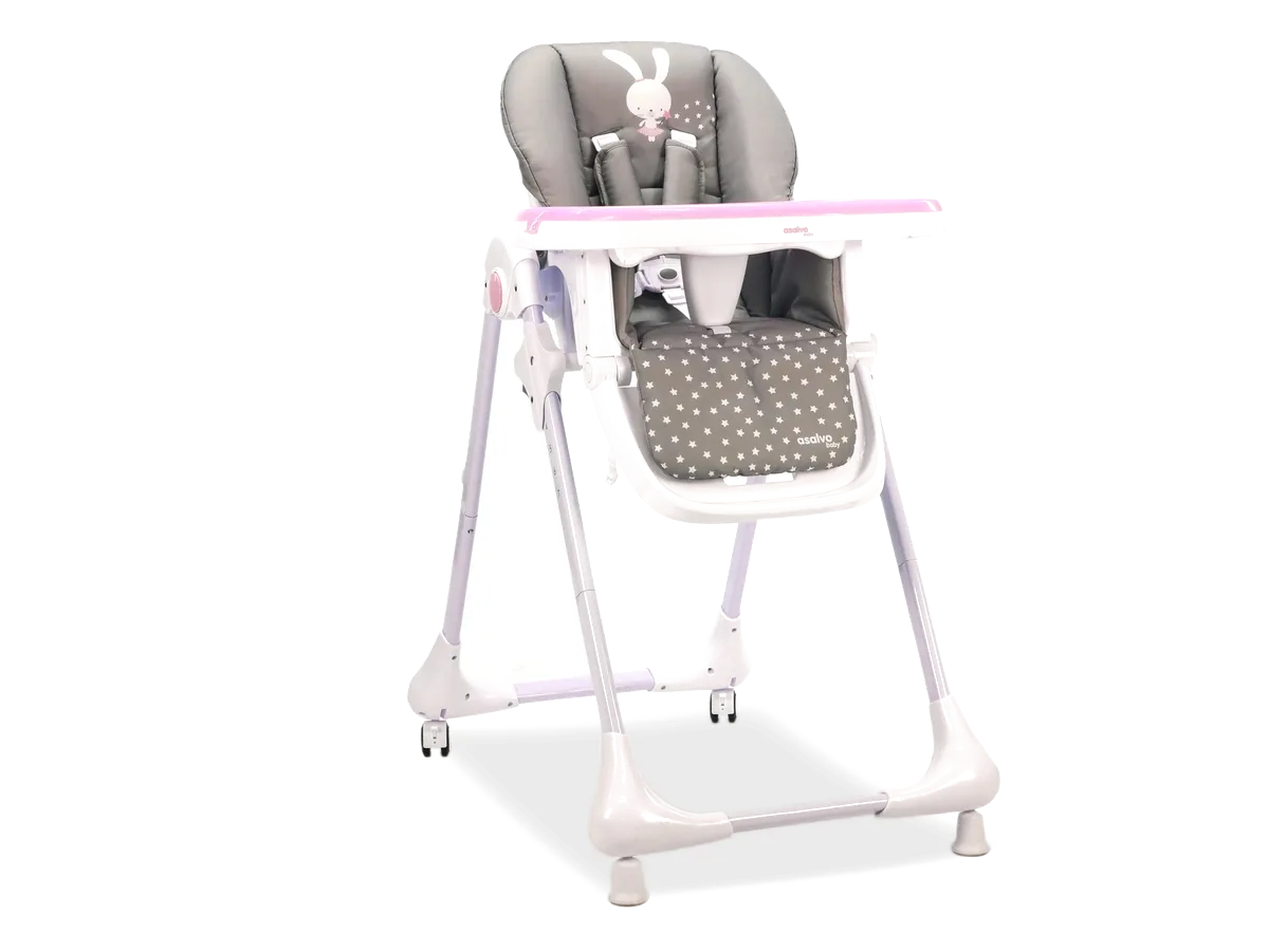 Asalvo High chair with wheels, Rabbit/Pink - image 1