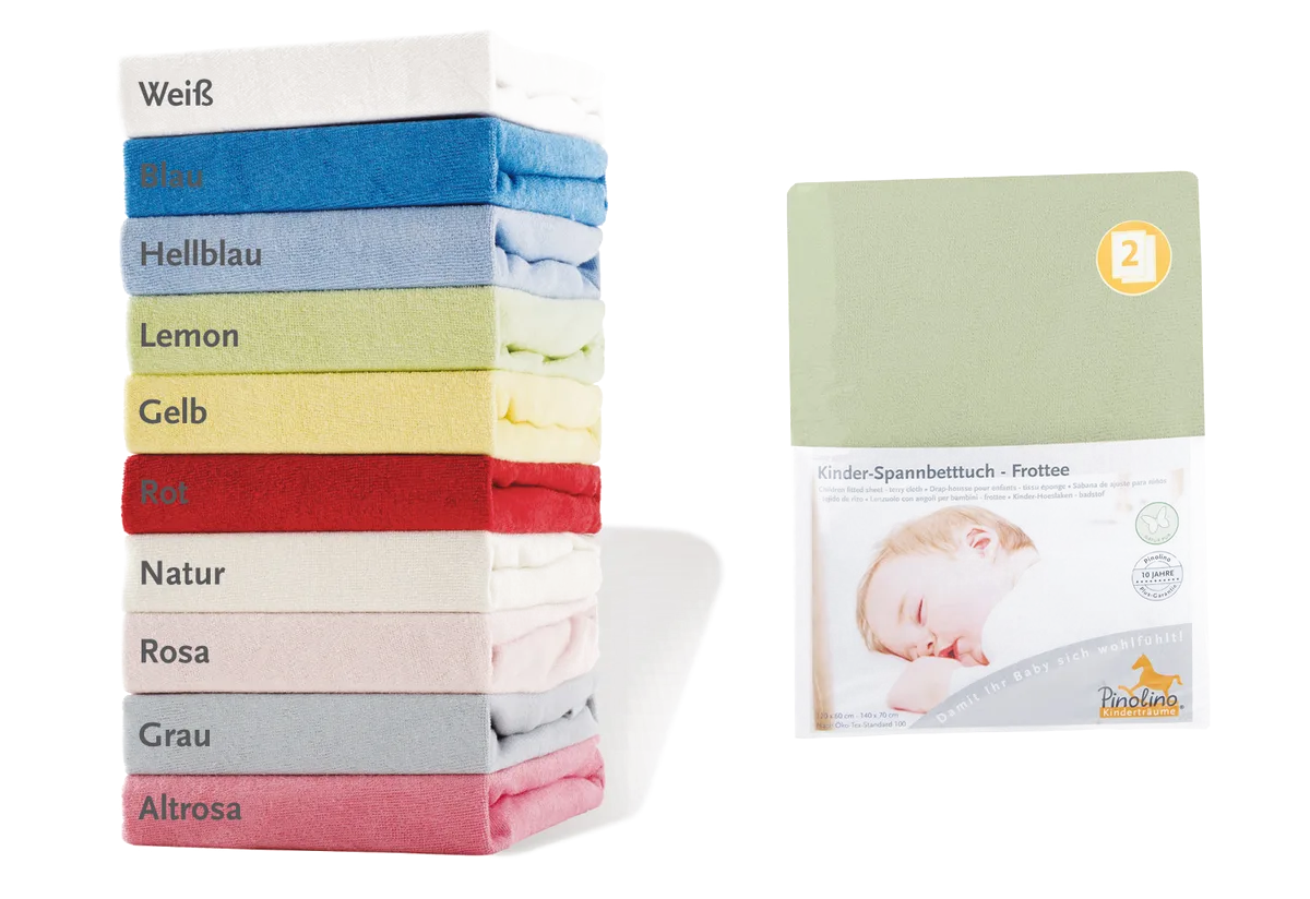 Pinolino Stretchy Sheet for Baby- and Junior beds, 2 pcs., Terry/Lemmon - image 1
