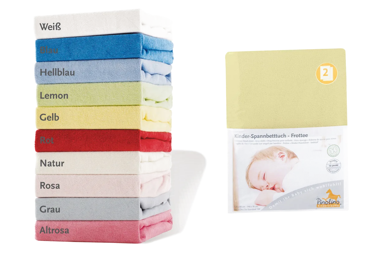 Pinolino Stretchy Sheet for Baby- and Junior beds, 2 pcs., Terry / Yellow - image 1