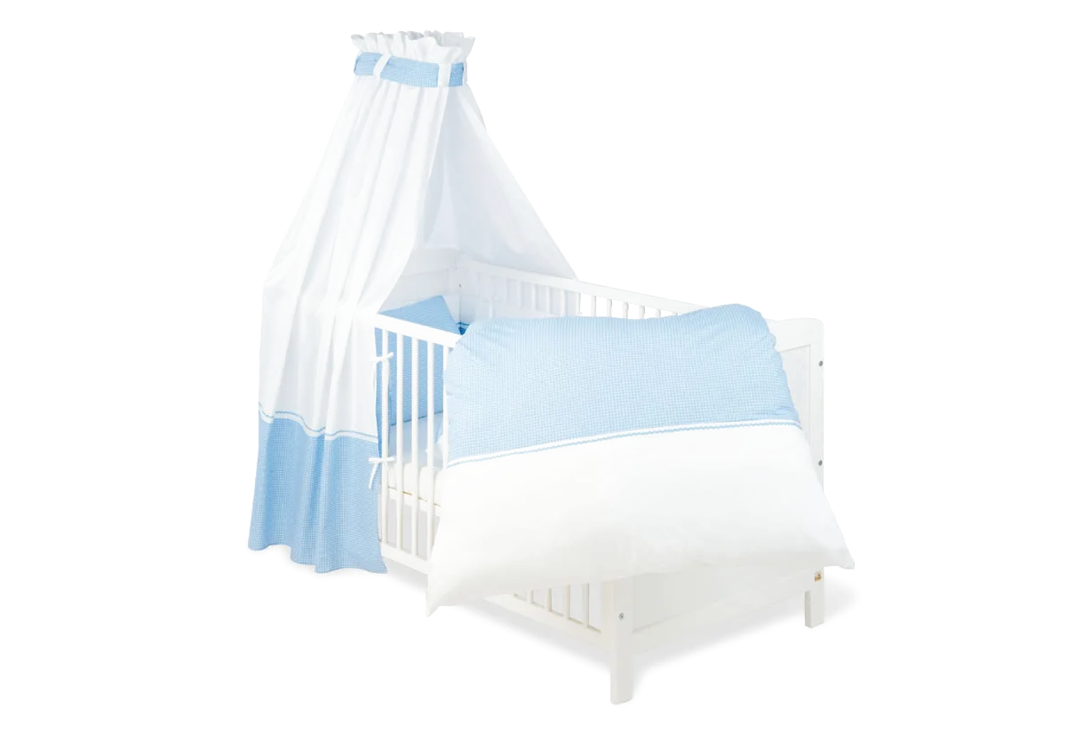 Pinolino Textile Equipment for Cot 4 parts, Vichy-Karo / Blue - image 1
