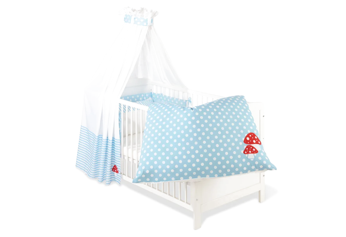 Pinolino Textile Equipment for Cot 4 parts, Glückspilz, Light Blue - image 1