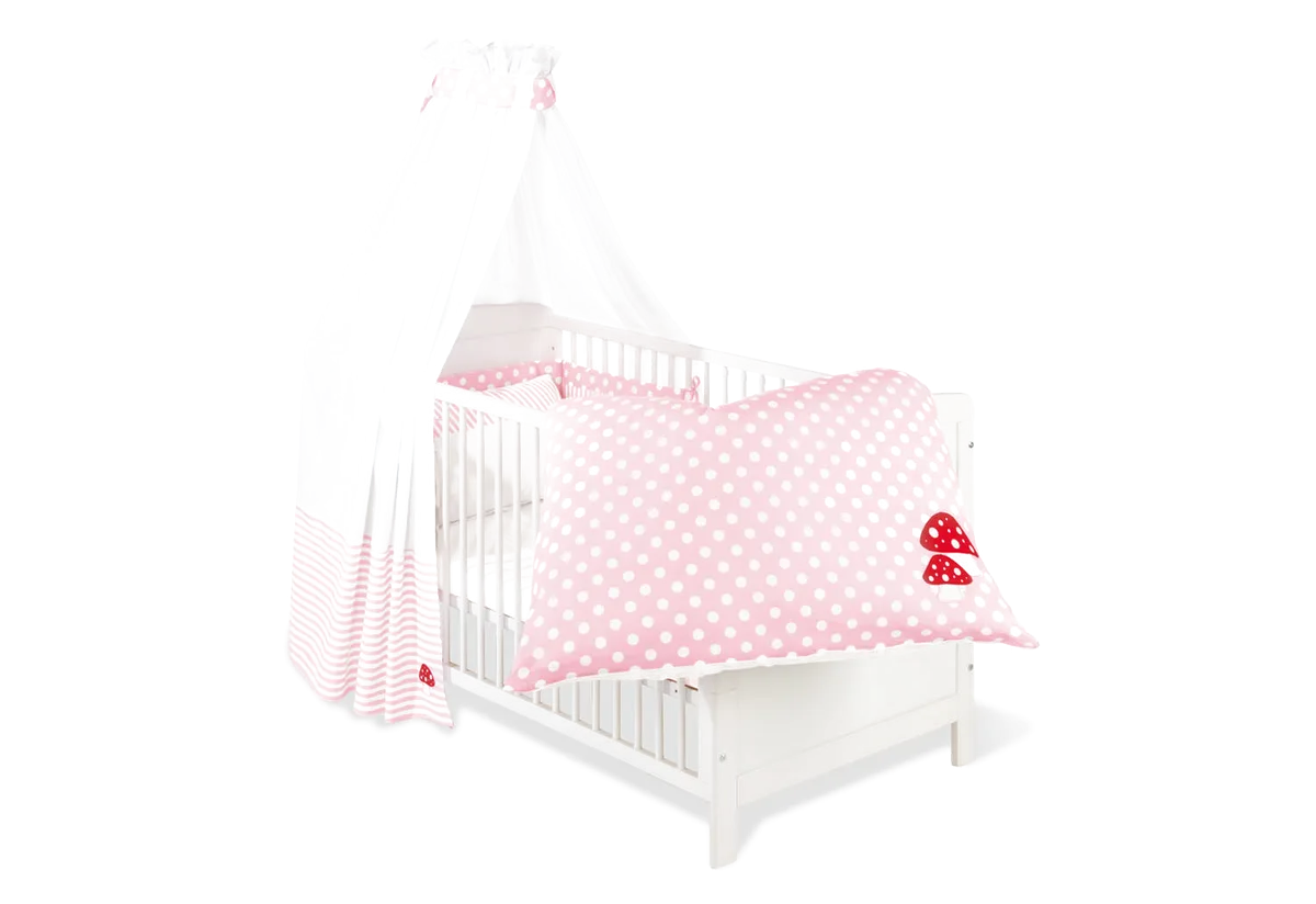 Pinolino Textile Equipment for Cot 4 parts, Glückspilz, Pink - image 1