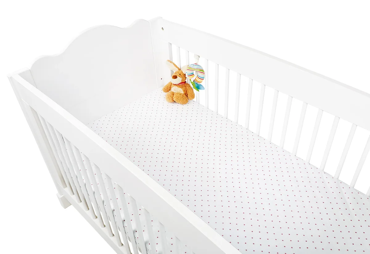 Pinolino Fitted sheets for cot beds in twin pack 'Sternchen', jersey, pink and plain white - image 1