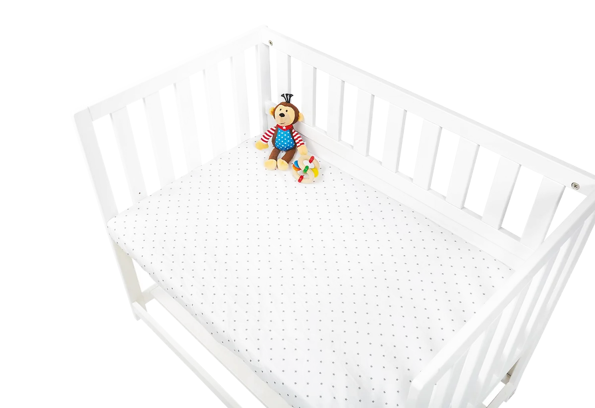 Pinolino Fitted sheets for cradles, add-on bedsand prams in twin pack 'Sternchen', jersey, grey and plain white - image 1