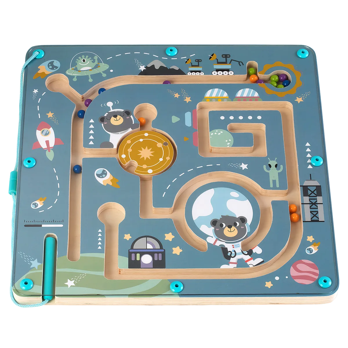 Kinder and Kids Maze with magnetic pen and balls, Space - image 1