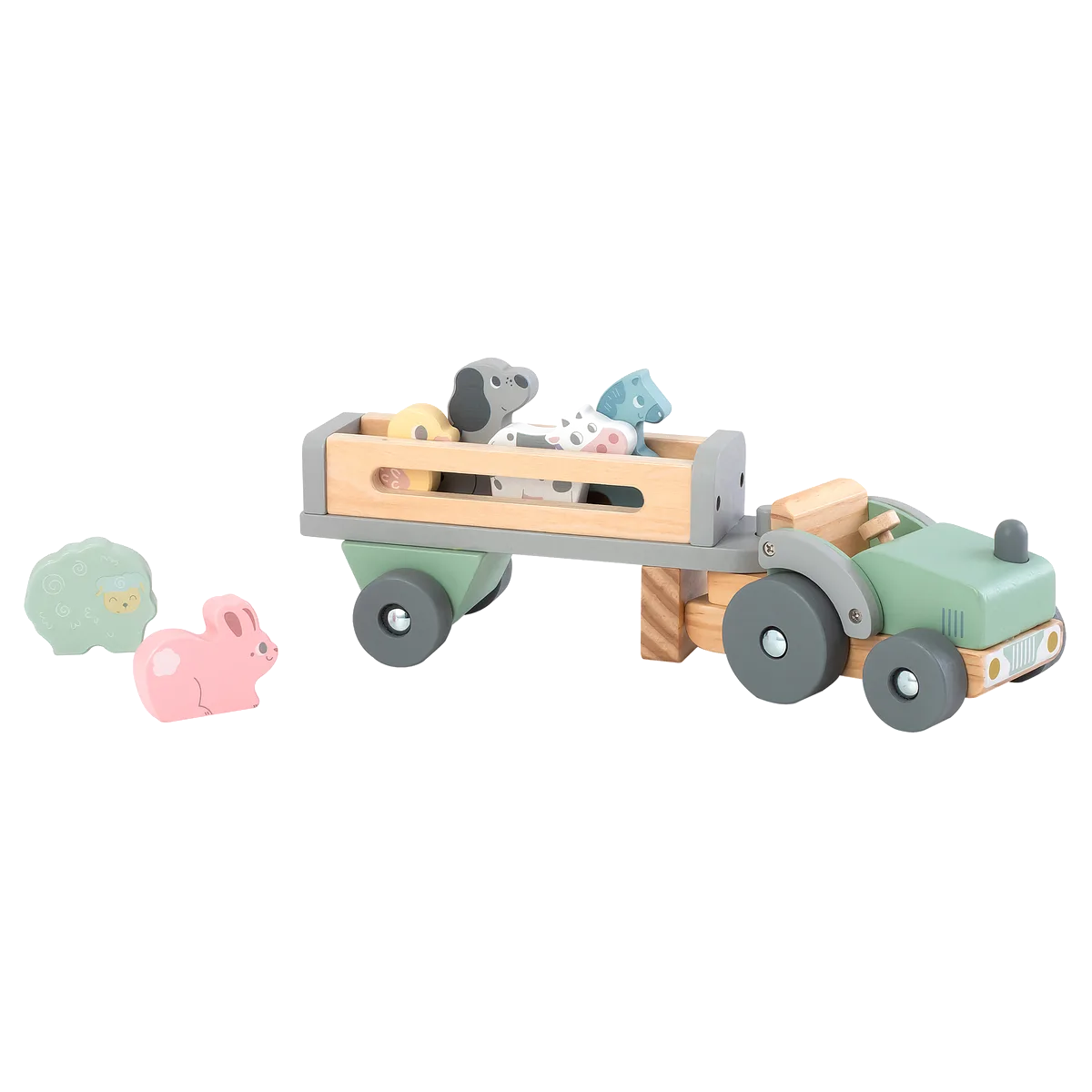 Kinder and Kids Tractor with Trailer and Animals - image 1