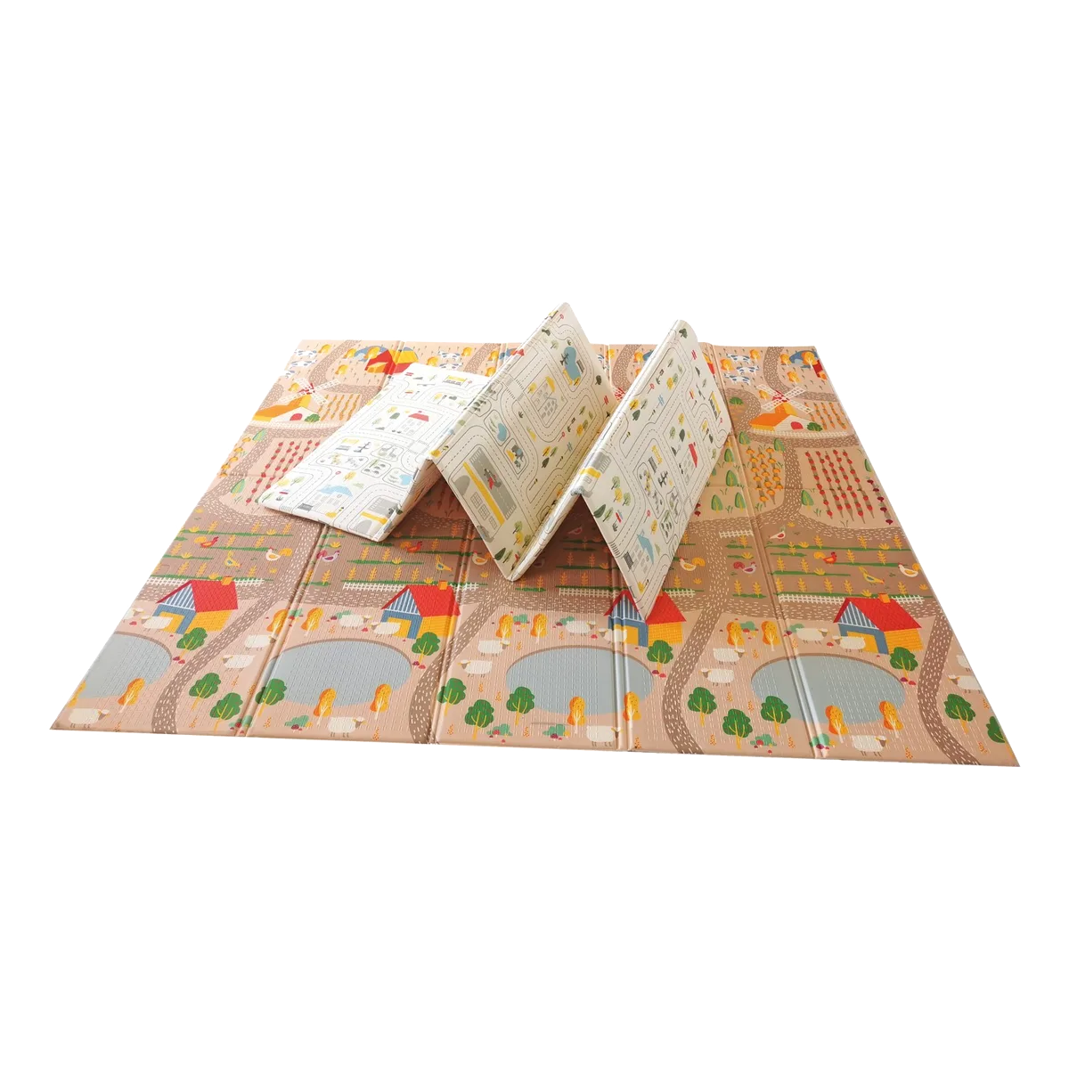 Asalvo Folding Play Mat 120 X 180 cm, Farm-City - image 1