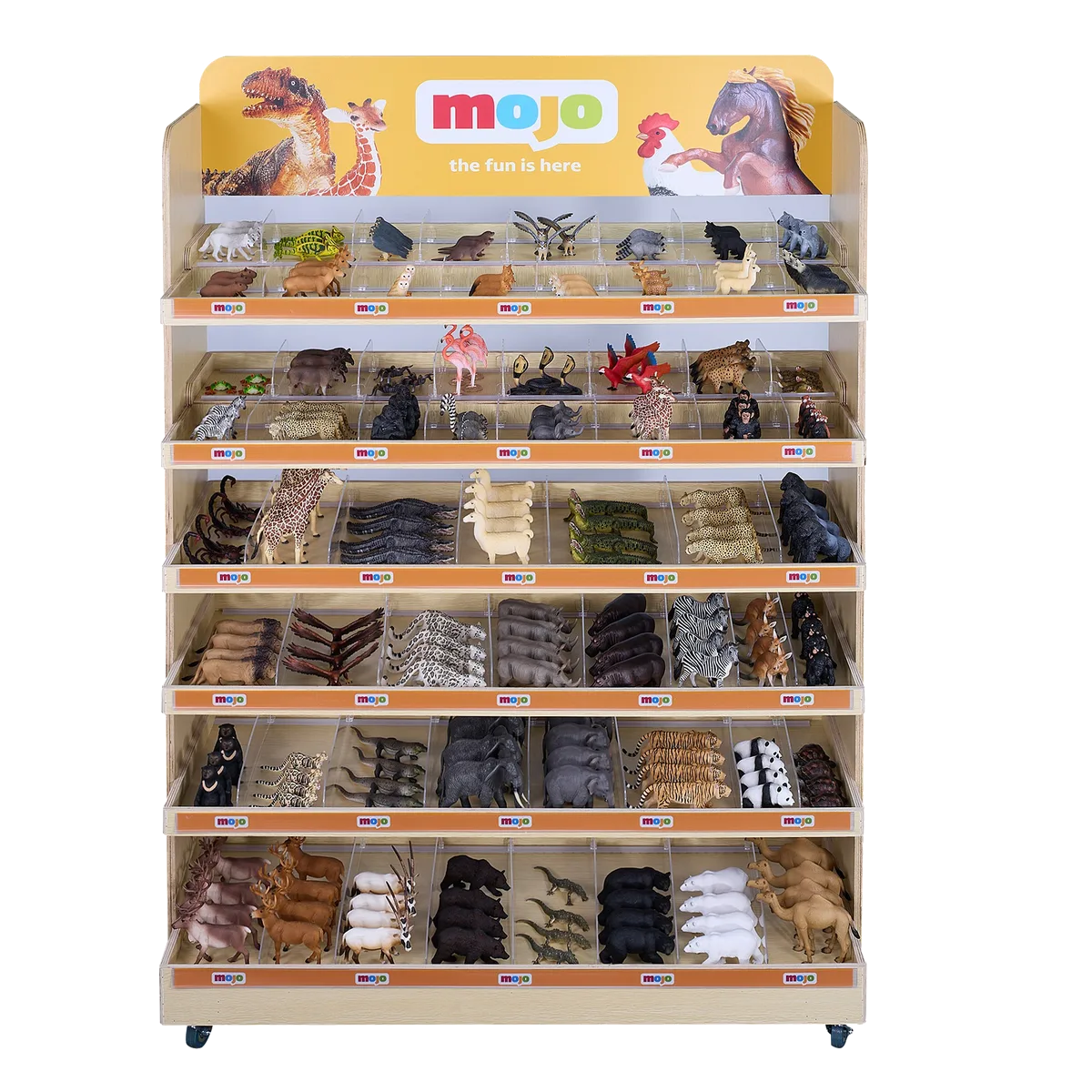 Mojo 105 cm Wooden Display with dividers and wheels - image 1